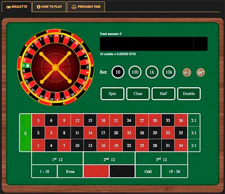 Een eenvoudige en snelle aantoonbaar eerlijke roulette bij Cryptogames Casino.